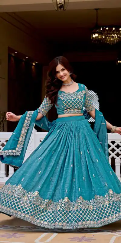 Ram 180 Teal Pure Crunchy Lehenga Choli Perfect for Wedding, Party, Baisakhi, Pongal, Sangeet – . Now at just ₹2549. Delivery 4-6 Working Days. Shop | Bollywood Lehenga, Creative Lehenga, Designer Lehenga, Embroidered Lehenga, Lehenga, Party Wear Lehenga