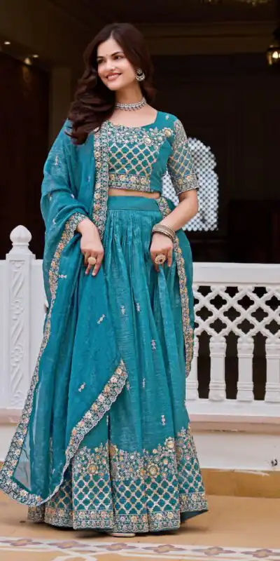 Ram 180 Teal Pure Crunchy Lehenga Choli Perfect for Wedding, Party, Baisakhi, Pongal, Sangeet – . Now at just ₹2549. Delivery 4-6 Working Days. Shop | Bollywood Lehenga, Creative Lehenga, Designer Lehenga, Embroidered Lehenga, Lehenga, Party Wear Lehenga