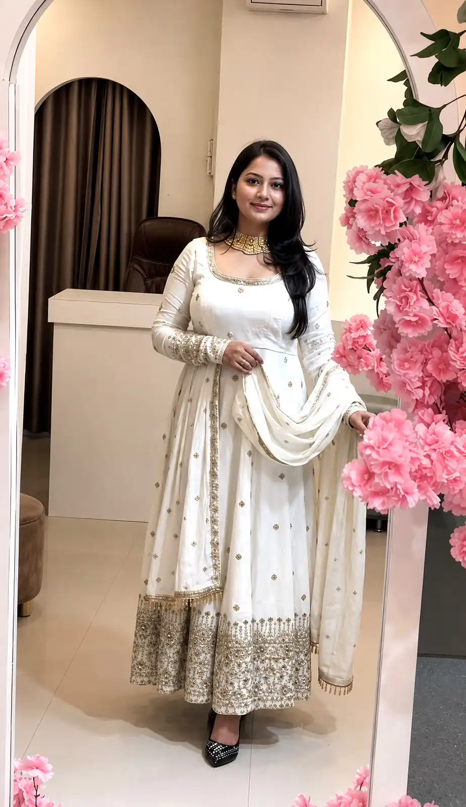 SSR 544 White in Crunchy Silk Embroidery Work & Lace Work Gown . Special Price ₹2399. Delivery 4-6 Working Days. Shop now. | Bollywood Gowns, Creative Gowns, Designer Gowns, Embroidered Gowns, Gowns, Party Wear Gowns