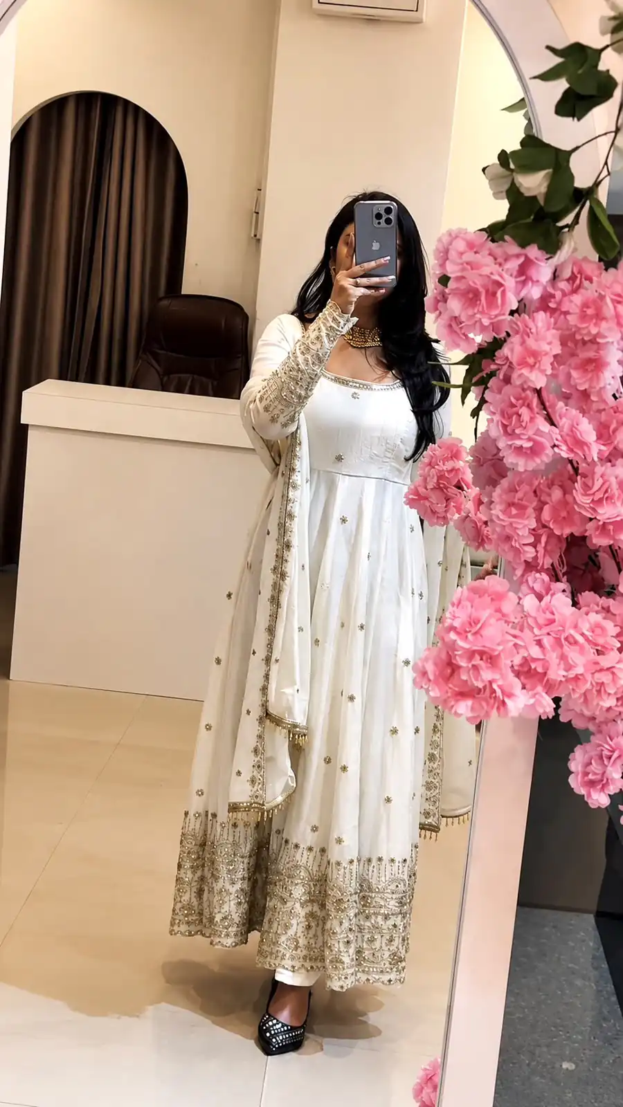 SSR 544 White in Crunchy Silk Embroidery Work & Lace Work Gown . Special Price ₹2399. Delivery 4-6 Working Days. Shop now. | Bollywood Gowns, Creative Gowns, Designer Gowns, Embroidered Gowns, Gowns, Party Wear Gowns