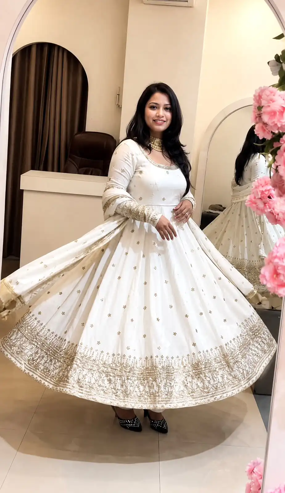 SSR 544 White in Crunchy Silk Embroidery Work & Lace Work Gown . Special Price ₹2399. Delivery 4-6 Working Days. Shop now. | Bollywood Gowns, Creative Gowns, Designer Gowns, Embroidered Gowns, Gowns, Party Wear Gowns