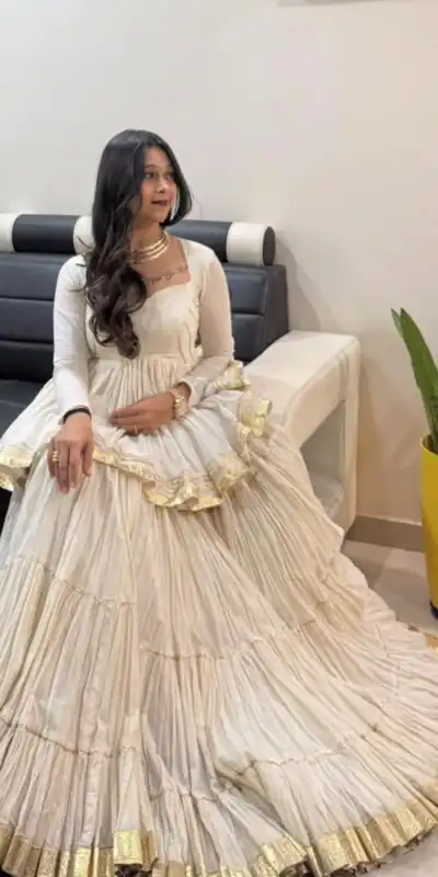 PC 586 White Color Pure Cotton Lehenga Choli with Cowrie Work. Festive Deal ₹2549. Delivery 4-6 Working Days. Online Shop now. | Bollywood Lehenga, Creative Lehenga, Designer Lehenga, Embroidered Lehenga, Lehenga, Party Wear Lehenga