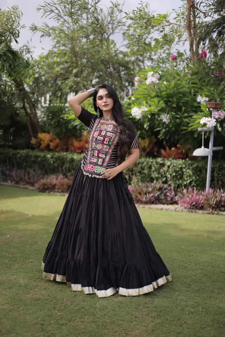 PKA 5078 Black Kora Cotton Lehenga Choli erfect for Wedding, Party, Haldi, Traditional Day, Makar Sankranti – . Special Price ₹2649. Delivery 4-6 Working | Bollywood Lehenga, Creative Lehenga, Designer Lehenga, Embroidered Lehenga, Lehenga, Party Wear Lehenga