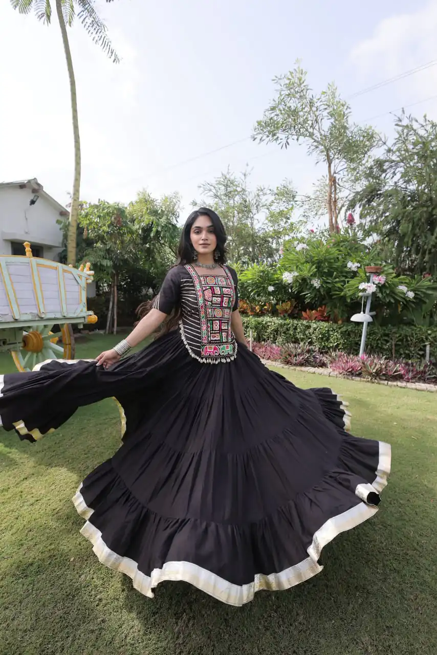 PKA 5078 Black Kora Cotton Lehenga Choli erfect for Wedding, Party, Haldi, Traditional Day, Makar Sankranti – . Special Price ₹2649. Delivery 4-6 Working | Bollywood Lehenga, Creative Lehenga, Designer Lehenga, Embroidered Lehenga, Lehenga, Party Wear Lehenga