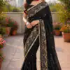 BT 446 Black Black Star Georgette Saree with Lace Work & Embroidery Work. Festive Deal ₹1799. Delivery 4-6 Working Days. Shop now. | Creative Sarees, Bollywood Sarees, Designer Sarees, Embroidered Sarees, Ethnic Saree, Modern Digital sarees, Party Wear Sarees, Sarees