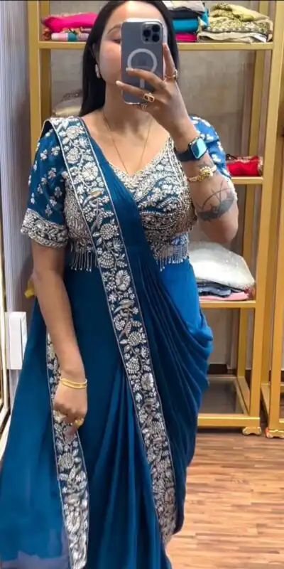 PST 1177 Blue Chinon Saree erfect for Wedding, Party, Baisakhi, Bridal Wear, Onam – . Special Price ₹2099. Delivery 4-6 Working Days. Shop now. | Creative Sarees, Bollywood Sarees, Designer Sarees, Embroidered Sarees, Ethnic Saree, Modern Digital sarees, Party Wear Sarees, Sarees