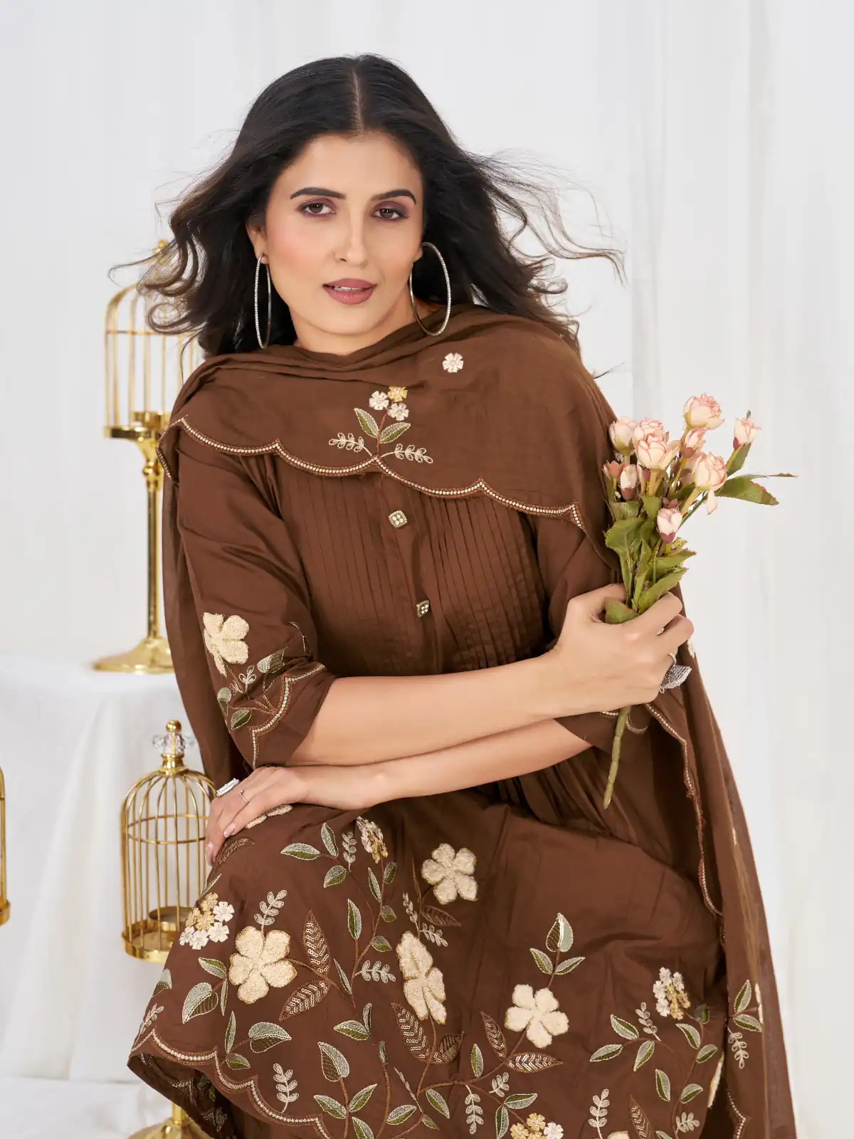 DIVA 159 Brown with Embroidery Work & Cut Work Brown Pure Cotton Salwar Suit . Exclusive Offer ₹2499. Delivery 4-6 Working Days. Shop now. | Casual Suits, Jump Suits, Creative suits, Designer Suits, Palazzo Suits, Party Wear Suits, Patiala Suits, Salwar suit, Straight Suits