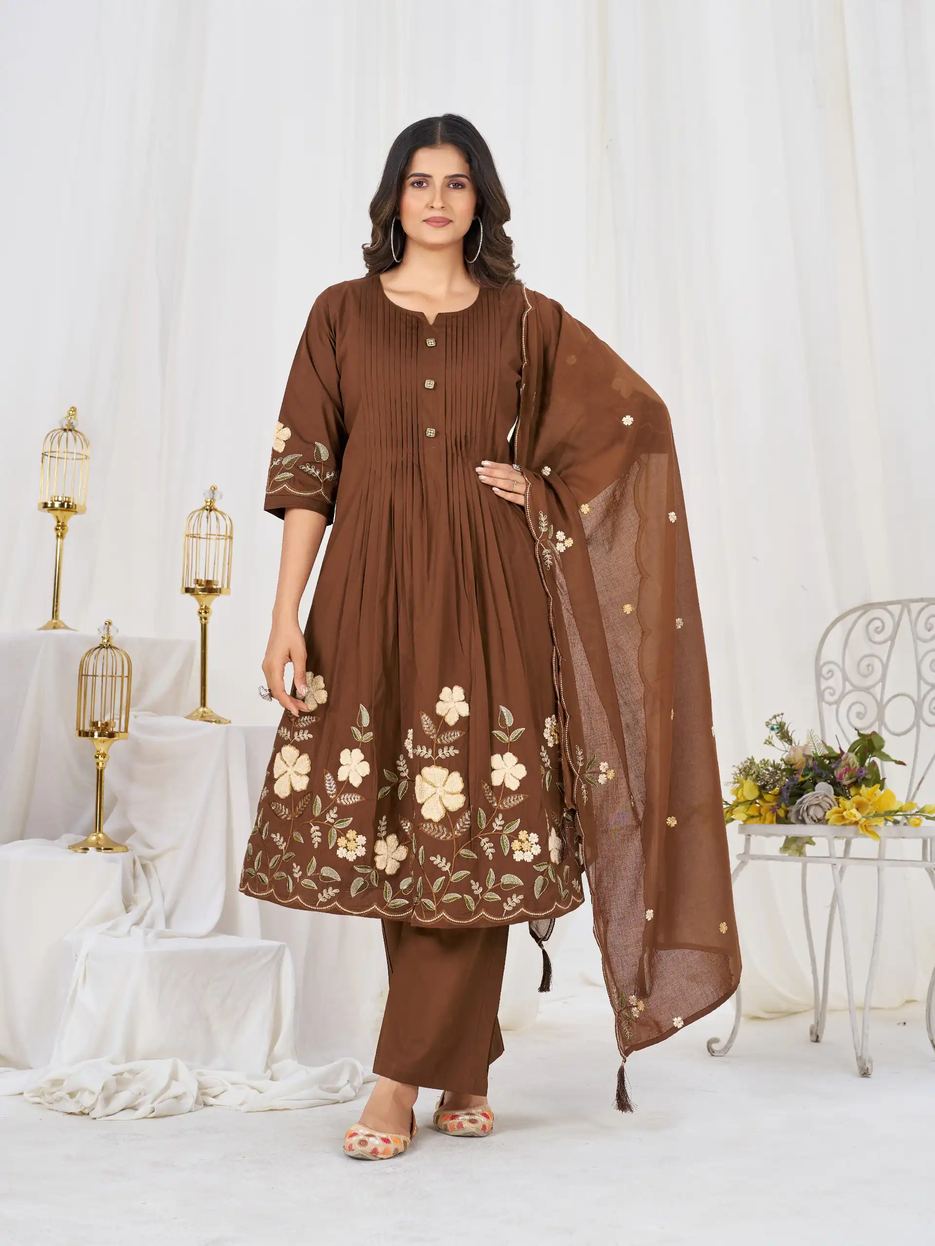 DIVA 159 Brown with Embroidery Work & Cut Work Brown Pure Cotton Salwar Suit . Exclusive Offer ₹2499. Delivery 4-6 Working Days. Shop now. | Casual Suits, Jump Suits, Creative suits, Designer Suits, Palazzo Suits, Party Wear Suits, Patiala Suits, Salwar suit, Straight Suits