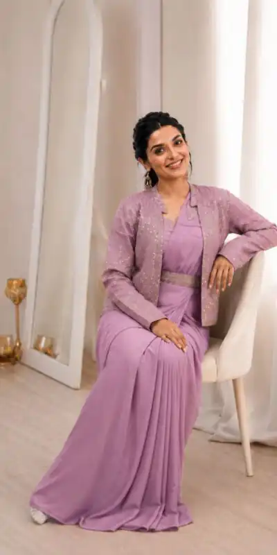 BB 72 Lavender Crap Silk Saree with Sequins Work & Embroidery Work. Festive Deal ₹2399. Delivery 4-6 Working Days. Shop now. | Creative Sarees, Bollywood Sarees, Designer Sarees, Embroidered Sarees, Ethnic Saree, Modern Digital sarees, Party Wear Sarees, Sarees