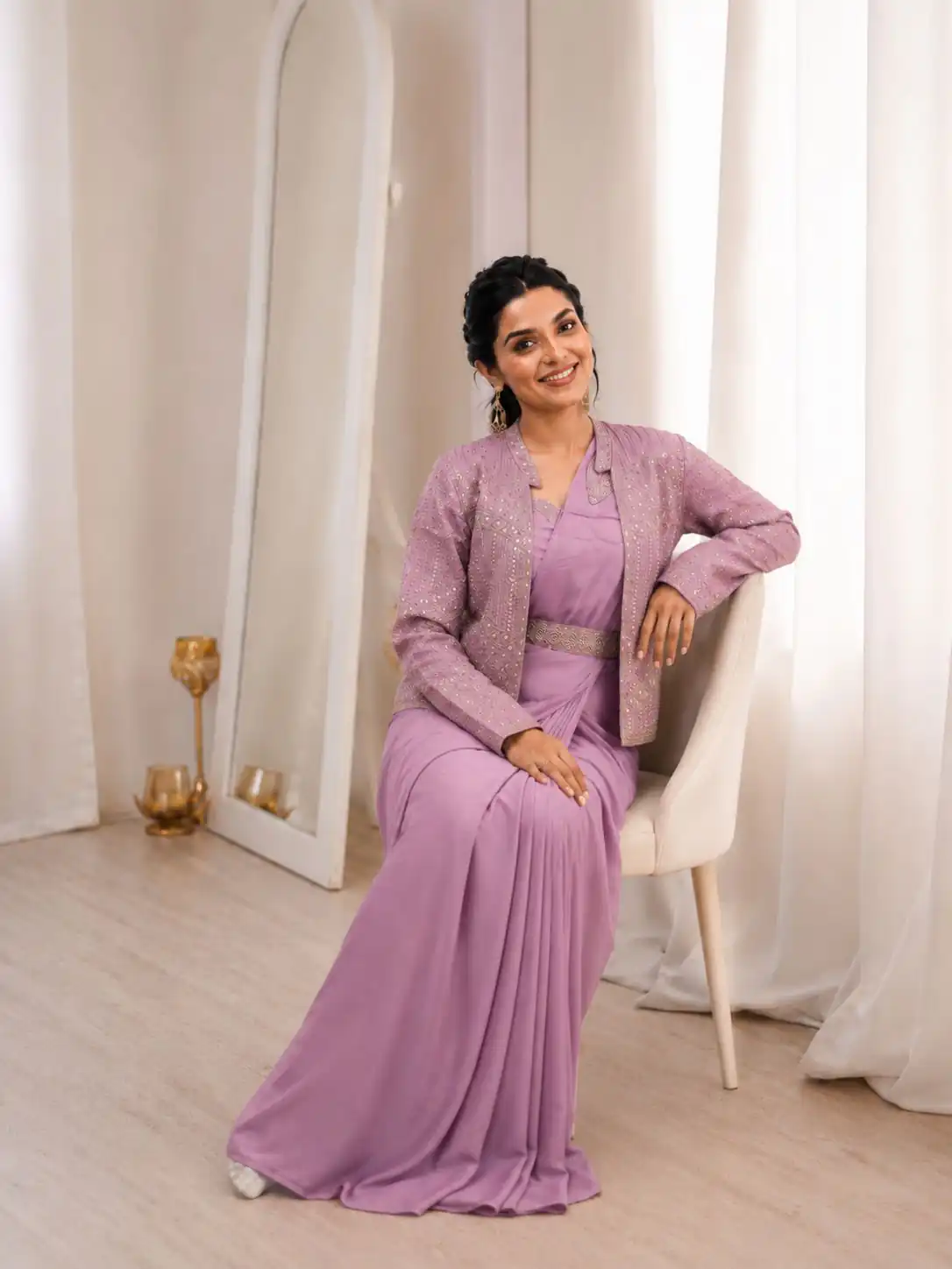 BB 72 Lavender Crap Silk Saree with Sequins Work & Embroidery Work. Festive Deal ₹2399. Delivery 4-6 Working Days. Shop now. | Creative Sarees, Bollywood Sarees, Designer Sarees, Embroidered Sarees, Ethnic Saree, Modern Digital sarees, Party Wear Sarees, Sarees