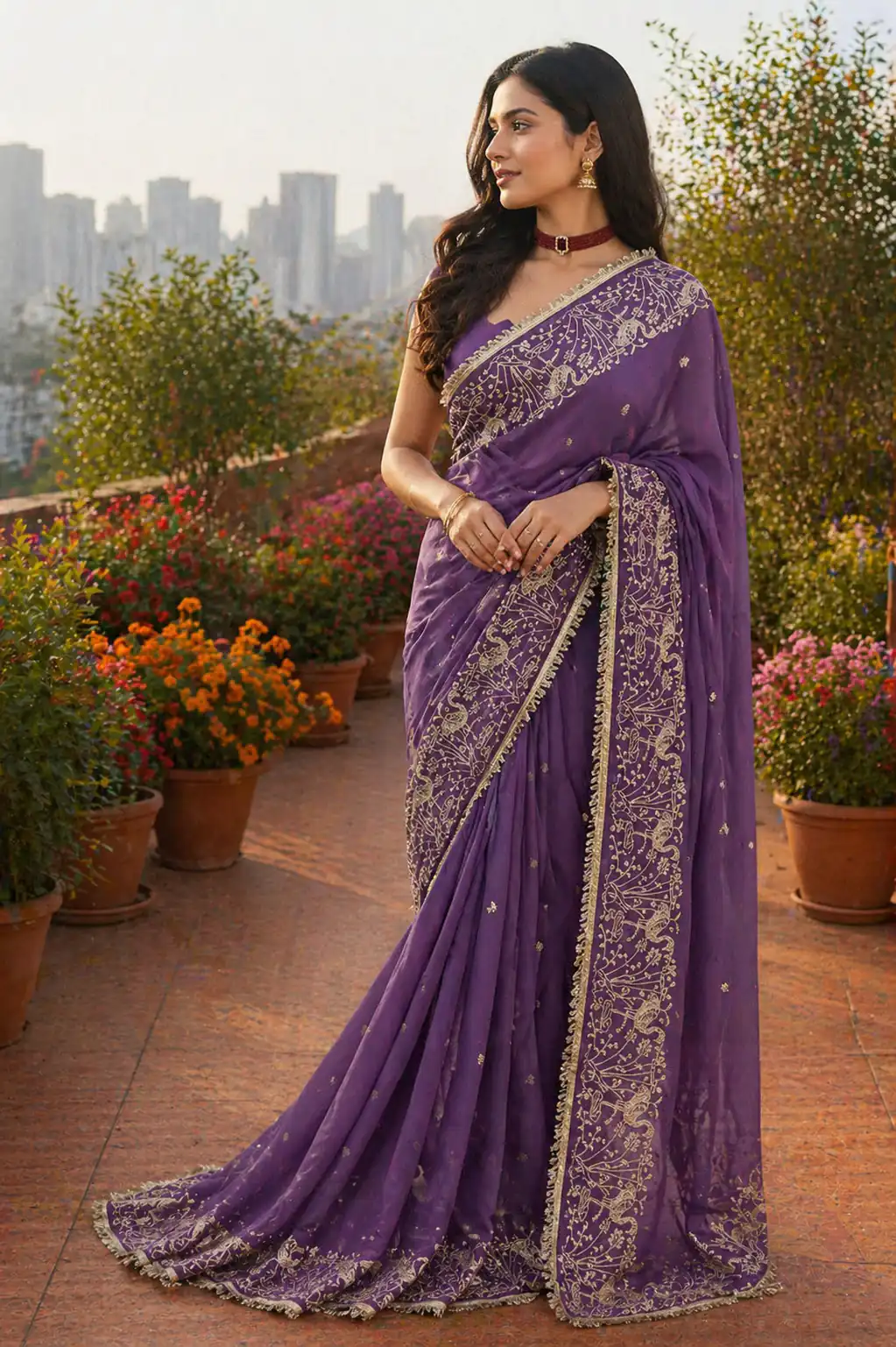 BT 446 Lavender Star Georgette Saree with Lace Work & Embroidery Work. Festive Deal ₹1799. Delivery 4-6 Working Days. Shop now. | Creative Sarees, Bollywood Sarees, Designer Sarees, Embroidered Sarees, Ethnic Saree, Modern Digital sarees, Party Wear Sarees, Sarees