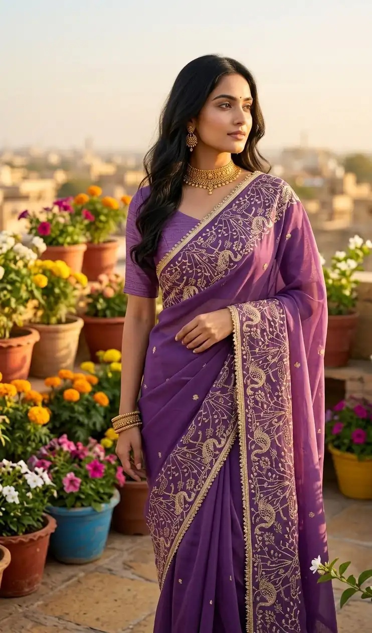 BT 446 Lavender Star Georgette Saree with Lace Work & Embroidery Work. Festive Deal ₹1799. Delivery 4-6 Working Days. Shop now. | Creative Sarees, Bollywood Sarees, Designer Sarees, Embroidered Sarees, Ethnic Saree, Modern Digital sarees, Party Wear Sarees, Sarees