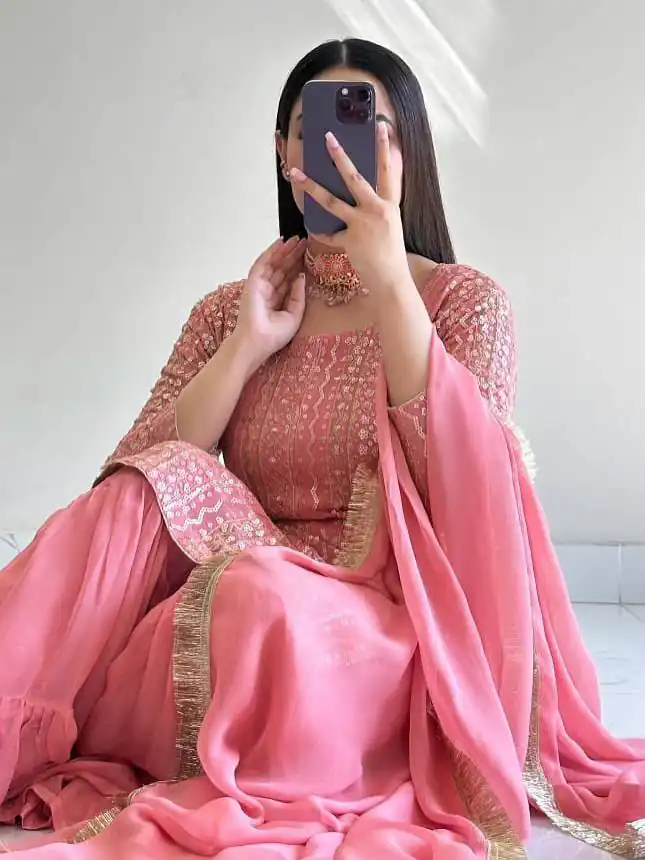 ZD 10010 Pink in Pink Fox Georgette. Sequins Work & Embroidery Work Salwar Suit Special Price ₹2399. Delivery 4-6 Working Days. Shop now. | Casual Suits, Jump Suits, Creative suits, Designer Suits, Palazzo Suits, Party Wear Suits, Patiala Suits, Salwar suit, Straight Suits