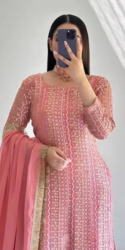 ZD 10010 Pink in Pink Fox Georgette. Sequins Work & Embroidery Work Salwar Suit Special Price ₹2399. Delivery 4-6 Working Days. Shop now. | Casual Suits, Jump Suits, Creative suits, Designer Suits, Palazzo Suits, Party Wear Suits, Patiala Suits, Salwar suit, Straight Suits