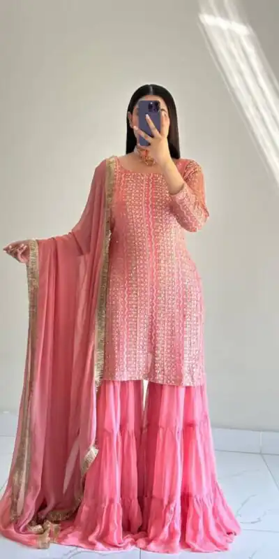 ZD 10010 Pink in Pink Fox Georgette. Sequins Work & Embroidery Work Salwar Suit Special Price ₹2399. Delivery 4-6 Working Days. Shop now. | Casual Suits, Jump Suits, Creative suits, Designer Suits, Palazzo Suits, Party Wear Suits, Patiala Suits, Salwar suit, Straight Suits