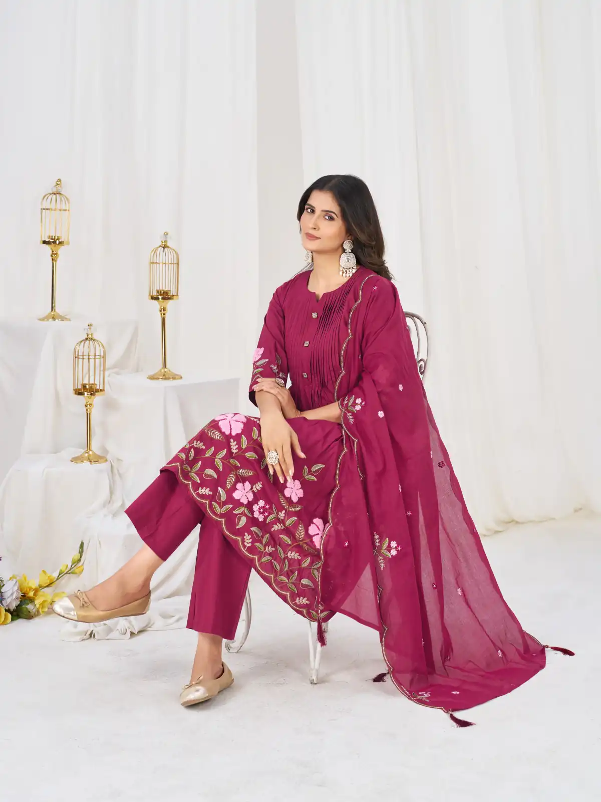 DIVA 159 Pink with Embroidery Work & Cut Work Brown Pure Cotton Salwar Suit . Exclusive Offer ₹2499. Delivery 4-6 Working Days. Shop now. | Casual Suits, Jump Suits, Creative suits, Designer Suits, Palazzo Suits, Party Wear Suits, Patiala Suits, Salwar suit, Straight Suits