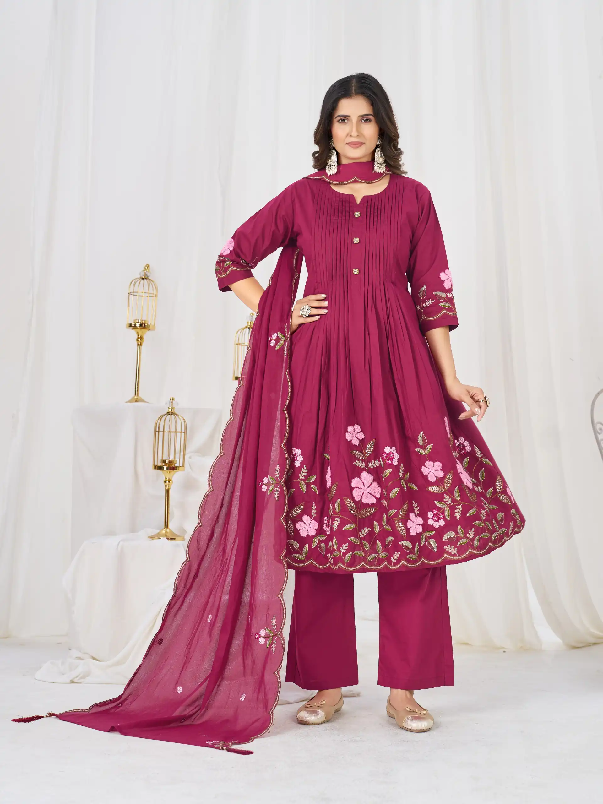 DIVA 159 Pink with Embroidery Work & Cut Work Brown Pure Cotton Salwar Suit . Exclusive Offer ₹2499. Delivery 4-6 Working Days. Shop now. | Casual Suits, Jump Suits, Creative suits, Designer Suits, Palazzo Suits, Party Wear Suits, Patiala Suits, Salwar suit, Straight Suits