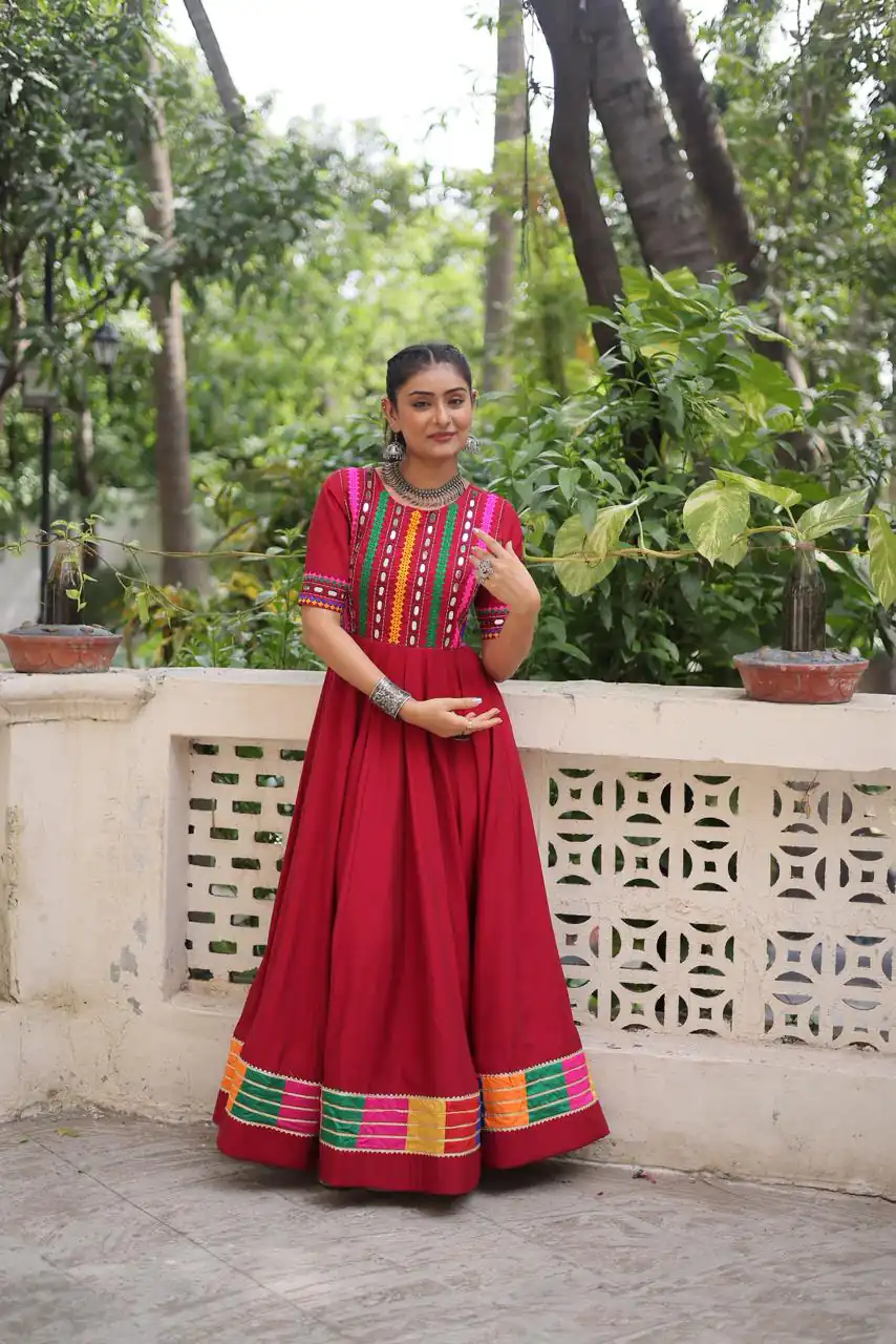 KA 1202 Red Roman Gown with Mirror Work. Wedding, Party, Festive, Events Get it for ₹2049. Delivery 4-6 Working Days. Shop now. | Bollywood Gowns, Creative Gowns, Designer Gowns, Embroidered Gowns, Gowns, Party Wear Gowns