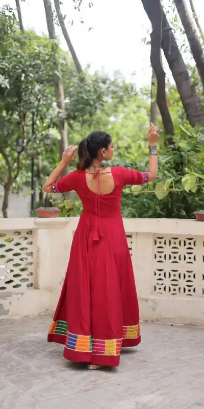 KA 1202 Red Roman Gown with Mirror Work. Wedding, Party, Festive, Events Get it for ₹2049. Delivery 4-6 Working Days. Shop now. | Bollywood Gowns, Creative Gowns, Designer Gowns, Embroidered Gowns, Gowns, Party Wear Gowns