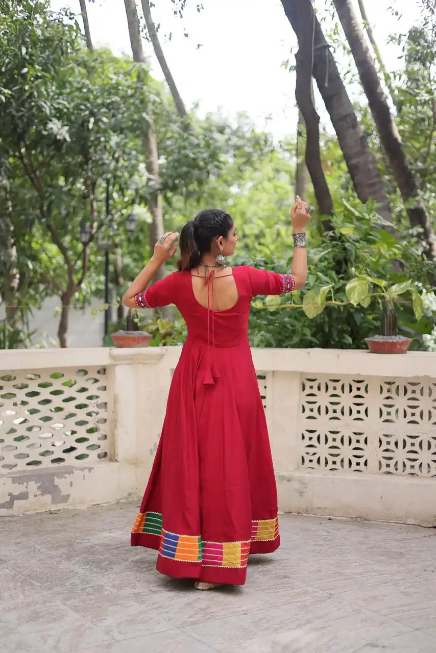 KA 1202 Red Roman Gown with Mirror Work. Wedding, Party, Festive, Events Get it for ₹2049. Delivery 4-6 Working Days. Shop now. | Bollywood Gowns, Creative Gowns, Designer Gowns, Embroidered Gowns, Gowns, Party Wear Gowns