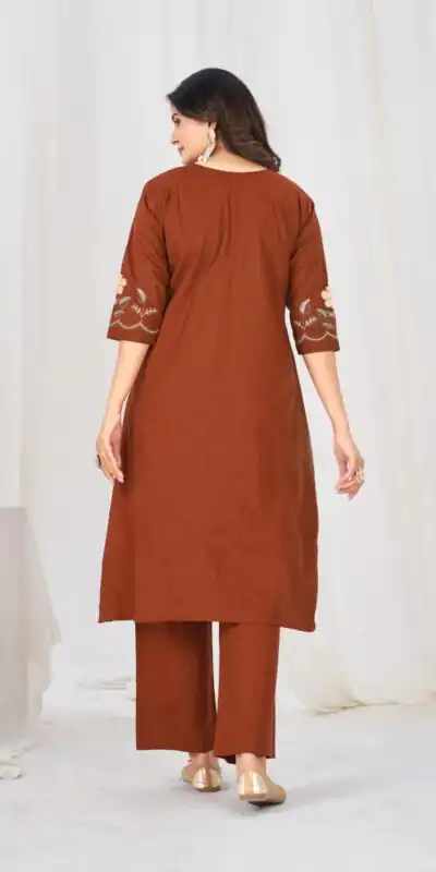 DIVA 159 Rust with Embroidery Work & Cut Work Brown Pure Cotton Salwar Suit . Exclusive Offer ₹2499. Delivery 4-6 Working Days. Shop now. | Casual Suits, Jump Suits, Creative suits, Designer Suits, Palazzo Suits, Party Wear Suits, Patiala Suits, Salwar suit, Straight Suits