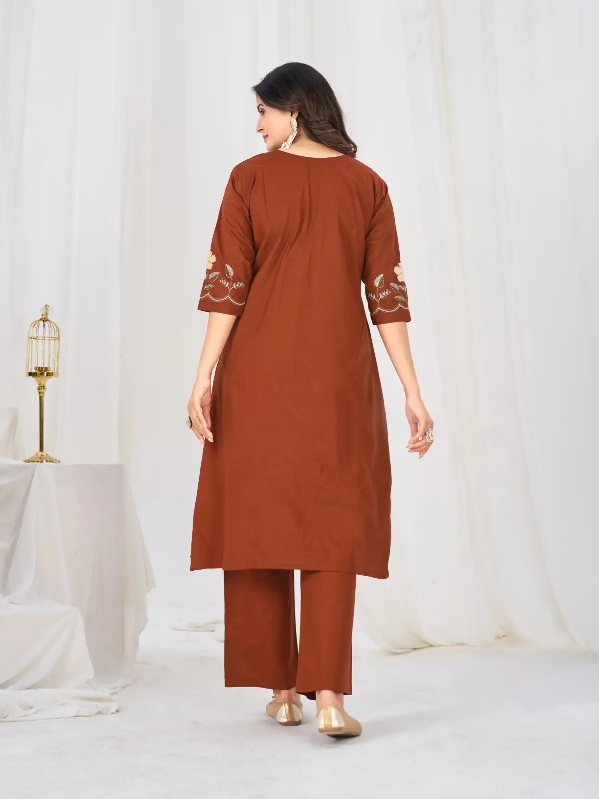 DIVA 159 Rust with Embroidery Work & Cut Work Brown Pure Cotton Salwar Suit . Exclusive Offer ₹2499. Delivery 4-6 Working Days. Shop now. | Casual Suits, Jump Suits, Creative suits, Designer Suits, Palazzo Suits, Party Wear Suits, Patiala Suits, Salwar suit, Straight Suits