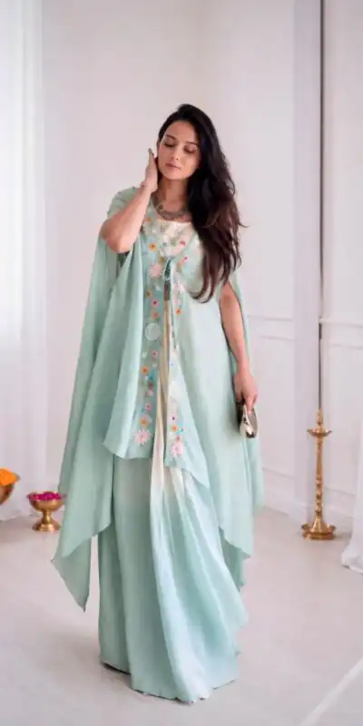 BB 70 Sky Blue Sky Blue Banglory Silk Dhoti Suit with Embroidery Work & Sequins Work. Grab it for ₹1999. Delivery 4-6 Working Days. Shop now. | Casual Suits, Jump Suits, Creative suits, Designer Suits, Palazzo Suits, Party Wear Suits, Patiala Suits, Salwar suit, Straight Suits