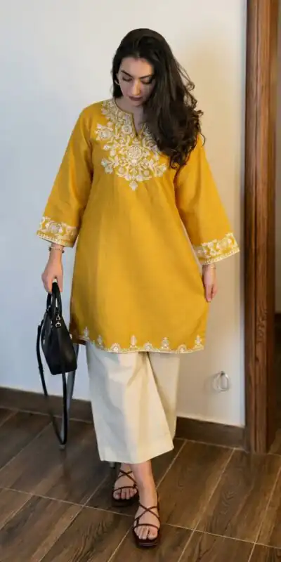 MF 1000 Yellow Colour Rayon Cotton Kurti with Embroidery Work. Introductory Price ₹1449. Delivery 4-6 Working Days. Shop now. | Bollywood Kurti, Creative Kurtis, Designer Kurti, Kurti, Party Wear Kurti, Selfie Kurti