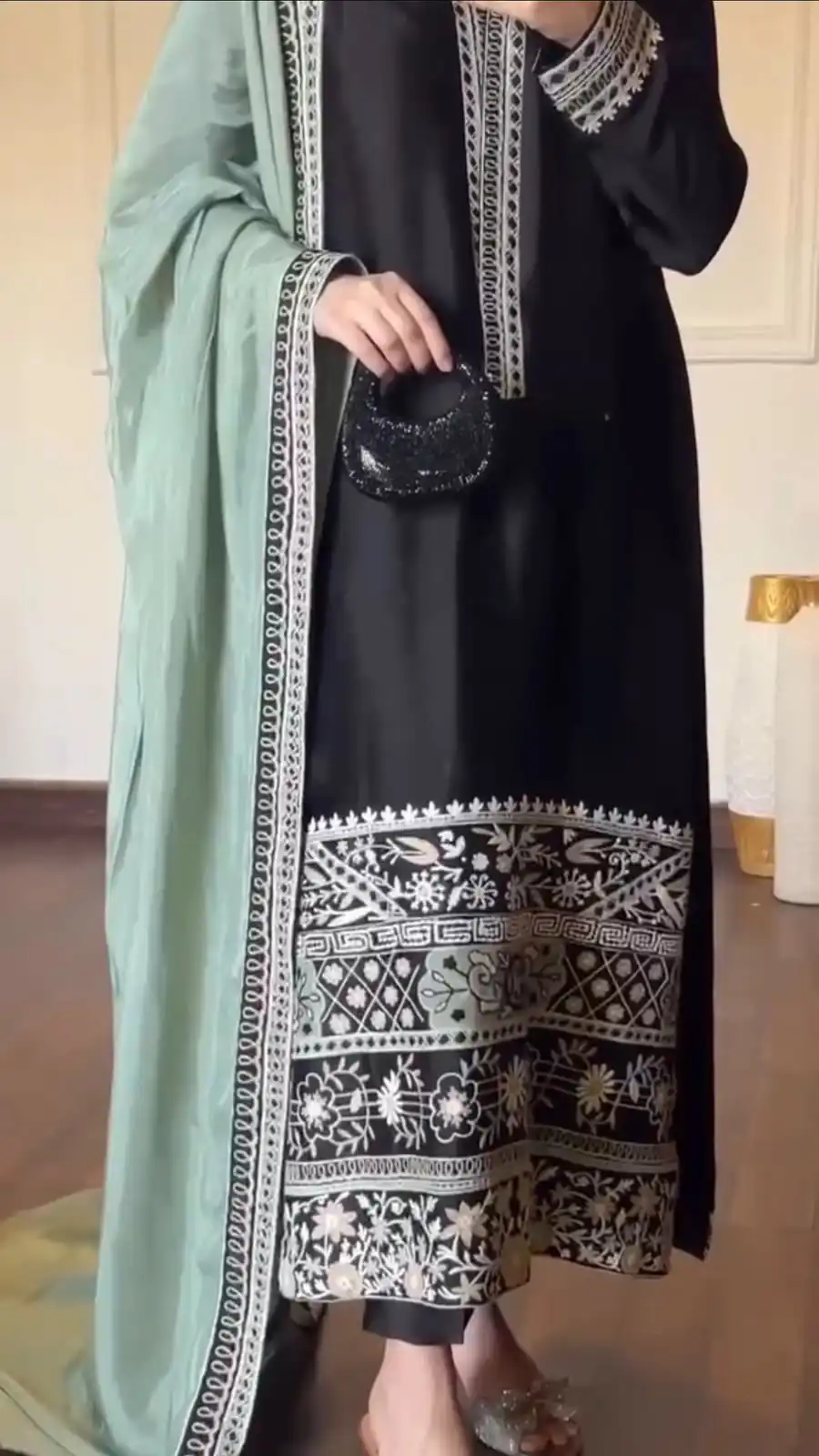 KD 1632 Black | Glass Salwar Suit with Thread Embroidery & Embroidery Work. Get it for ₹2449. Delivery 4-6 Working Days. Shop now. | Casual Suits, Jump Suits, Creative suits, Designer Suits, Palazzo Suits, Party Wear Suits, Patiala Suits, Salwar suit, Straight Suits