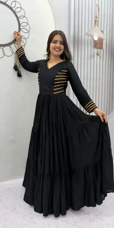 PC 590 Black in Color Pure Cotton ace Work Gown . Wedding, Party, Festive, Events Get it for ₹2449. Delivery 4-6 Working Days. Best Online Shop now. | Bollywood Gowns, Creative Gowns, Designer Gowns, Embroidered Gowns, Gowns, Party Wear Gowns
