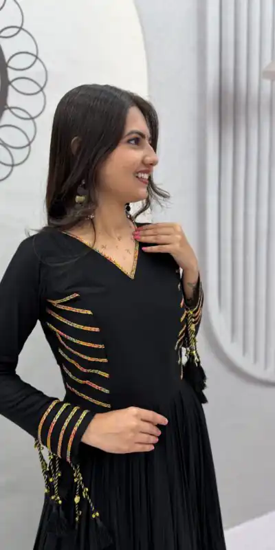 PC 590 Black in Color Pure Cotton ace Work Gown . Wedding, Party, Festive, Events Get it for ₹2449. Delivery 4-6 Working Days. Best Online Shop now. | Bollywood Gowns, Creative Gowns, Designer Gowns, Embroidered Gowns, Gowns, Party Wear Gowns