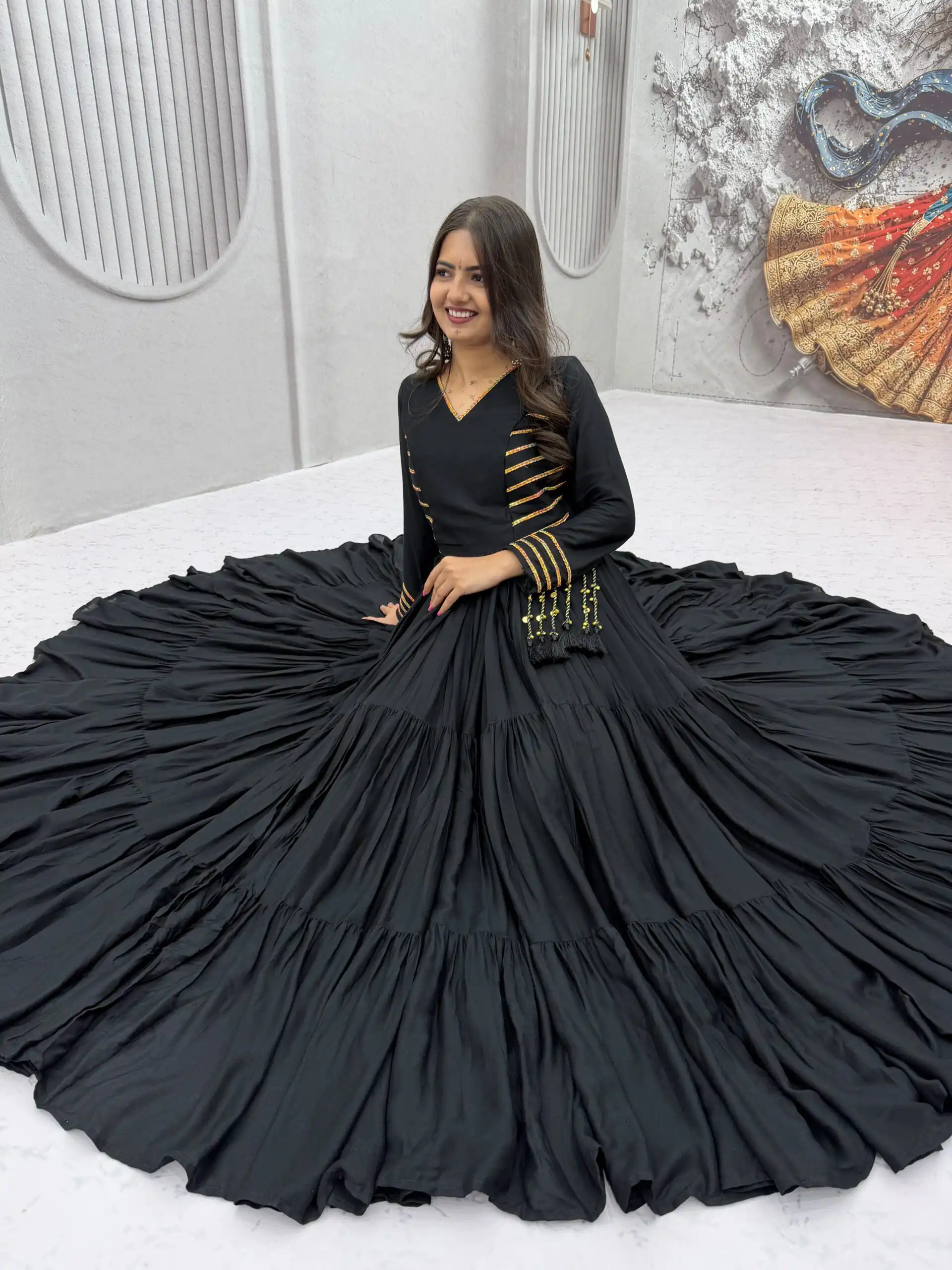 PC 590 Black in Color Pure Cotton ace Work Gown . Wedding, Party, Festive, Events Get it for ₹2449. Delivery 4-6 Working Days. Best Online Shop now. | Bollywood Gowns, Creative Gowns, Designer Gowns, Embroidered Gowns, Gowns, Party Wear Gowns