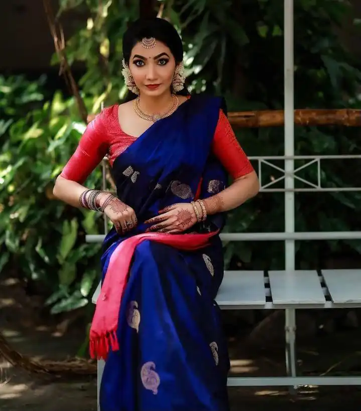 KP 2053 Blue in Soft Lichi Silk Jacquard Work Designer Work Saree . Exclusive Offer ₹1249. Delivery 4-6 Working Days. Shop now. | Creative Sarees, Bollywood Sarees, Designer Sarees, Embroidered Sarees, Ethnic Saree, Modern Digital sarees, Party Wear Sarees, Sarees
