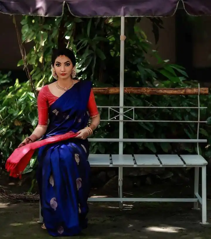 KP 2053 Blue in Soft Lichi Silk Jacquard Work Designer Work Saree . Exclusive Offer ₹1249. Delivery 4-6 Working Days. Shop now. | Creative Sarees, Bollywood Sarees, Designer Sarees, Embroidered Sarees, Ethnic Saree, Modern Digital sarees, Party Wear Sarees, Sarees