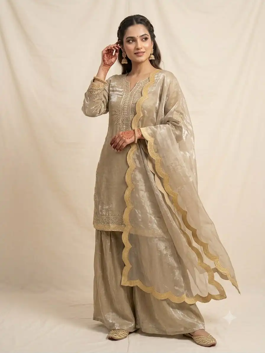 LG 2123 Golden Fendy Salwar Suit with Embroidery Work & Sequins Work. Exclusive Offer ₹2099. Delivery 4-6 Working Days. Shop now. | Casual Suits, Jump Suits, Creative suits, Designer Suits, Palazzo Suits, Party Wear Suits, Patiala Suits, Salwar suit, Straight Suits
