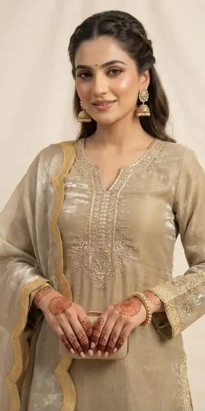 LG 2123 Golden Fendy Salwar Suit with Embroidery Work & Sequins Work. Exclusive Offer ₹2099. Delivery 4-6 Working Days. Shop now. | Casual Suits, Jump Suits, Creative suits, Designer Suits, Palazzo Suits, Party Wear Suits, Patiala Suits, Salwar suit, Straight Suits