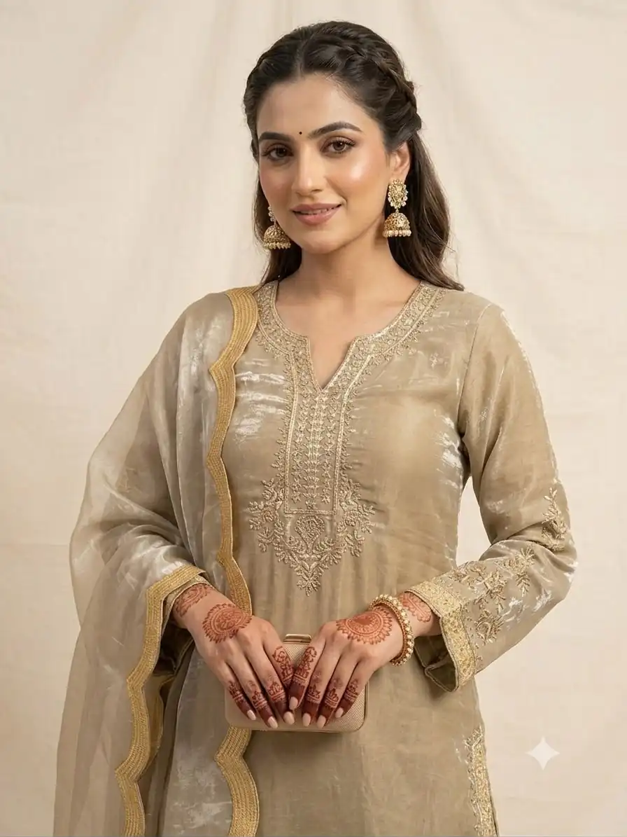 LG 2123 Golden Fendy Salwar Suit with Embroidery Work & Sequins Work. Exclusive Offer ₹2099. Delivery 4-6 Working Days. Shop now. | Casual Suits, Jump Suits, Creative suits, Designer Suits, Palazzo Suits, Party Wear Suits, Patiala Suits, Salwar suit, Straight Suits