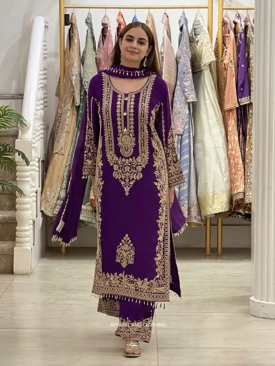 SR 1716 Purple Colour Faux Georgette Salwar Suit with Lace Work. Introductory Price ₹2449. Delivery 4-6 Working Days. Shop now. | Casual Suits, Jump Suits, Creative suits, Designer Suits, Palazzo Suits, Party Wear Suits, Patiala Suits, Salwar suit, Straight Suits