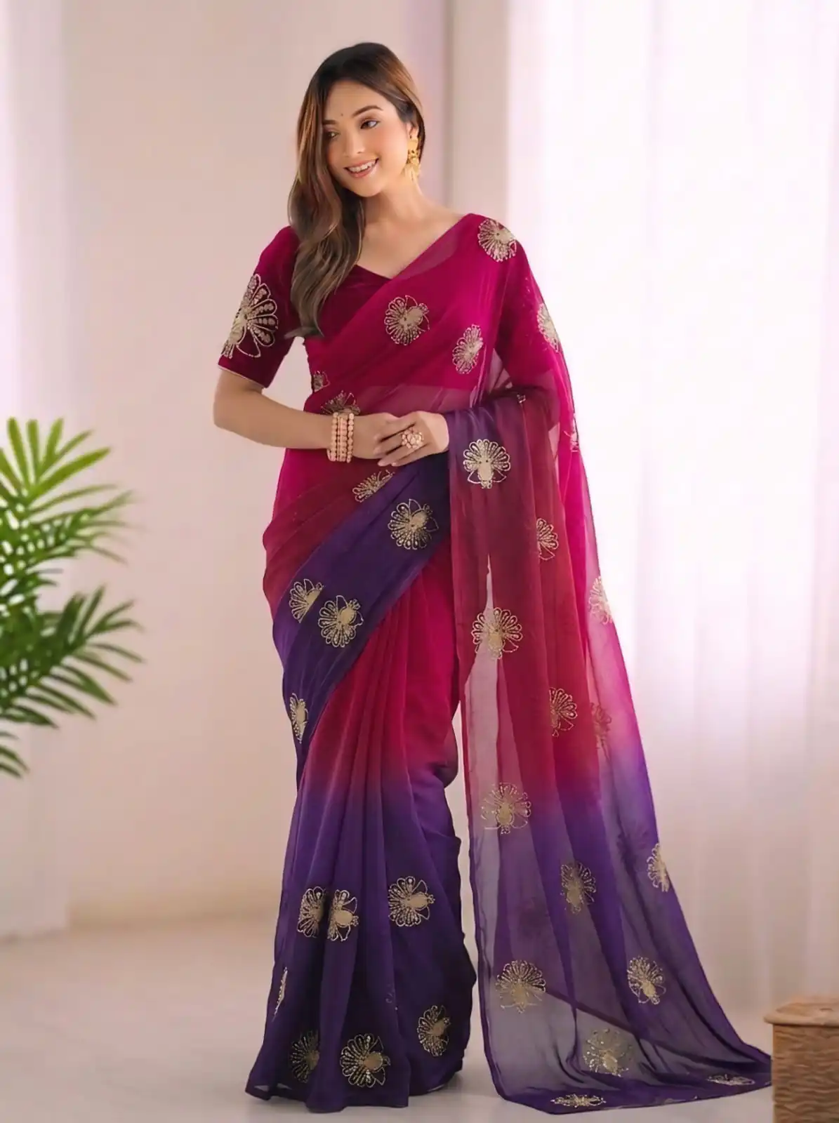 SC 1052 Purple Fendy Silk Saree Perfect for Wedding, Party, Baby Shower, Pongal, Housewarming – . Available at ₹1799 only. Delivery 4-6 Working Days. | Creative Sarees, Bollywood Sarees, Designer Sarees, Embroidered Sarees, Ethnic Saree, Modern Digital sarees, Party Wear Sarees, Sarees