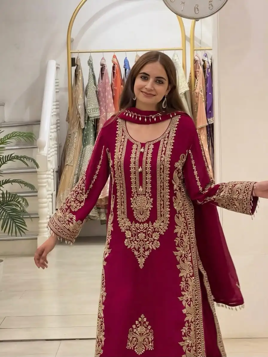 SR 1716 Red Colour Faux Georgette Salwar Suit with Lace Work. Introductory Price ₹2449. Delivery 4-6 Working Days. Shop now. | Casual Suits, Jump Suits, Creative suits, Designer Suits, Palazzo Suits, Party Wear Suits, Patiala Suits, Salwar suit, Straight Suits
