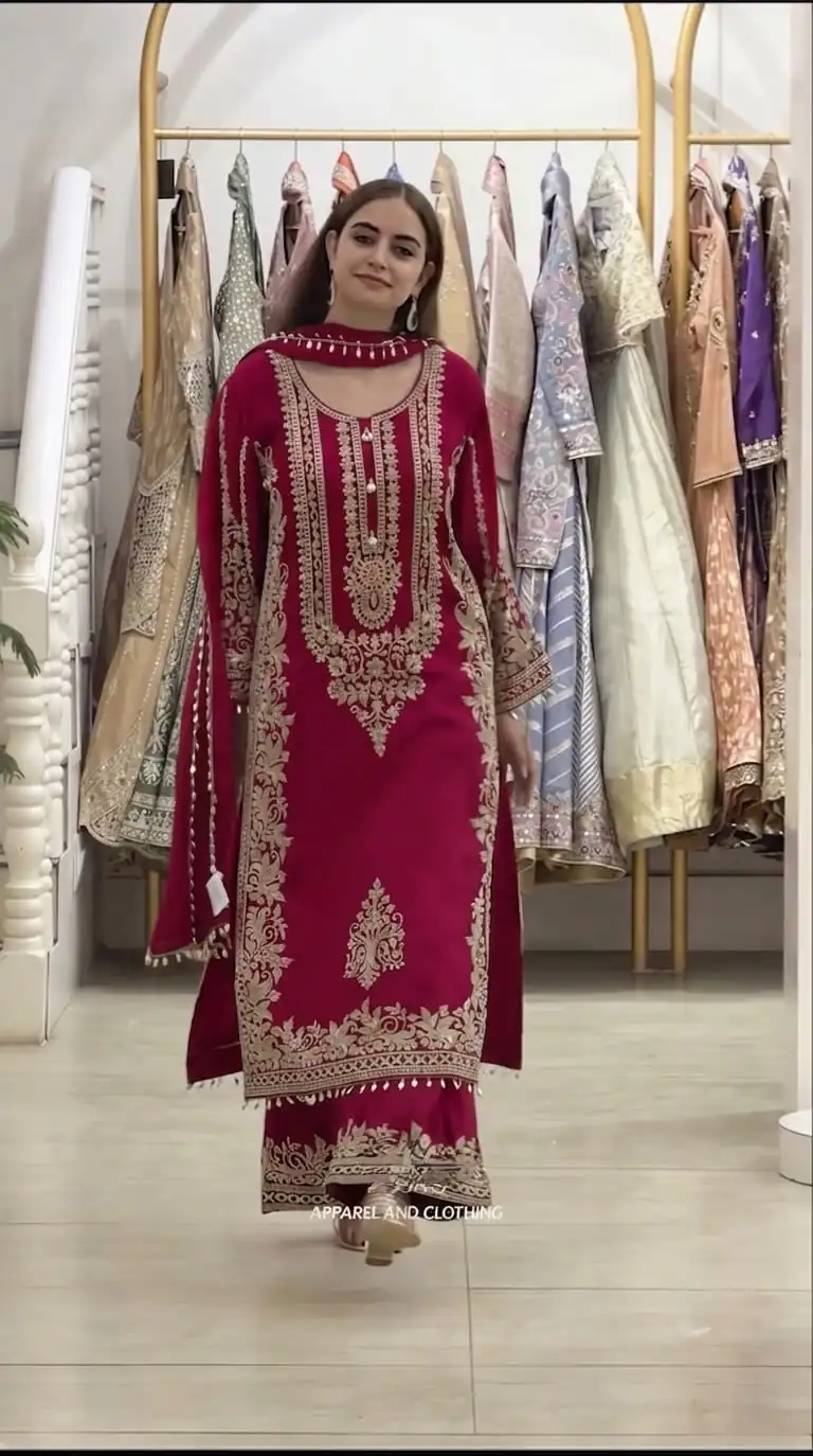 SR 1716 Red Colour Faux Georgette Salwar Suit with Lace Work. Introductory Price ₹2449. Delivery 4-6 Working Days. Shop now. | Casual Suits, Jump Suits, Creative suits, Designer Suits, Palazzo Suits, Party Wear Suits, Patiala Suits, Salwar suit, Straight Suits