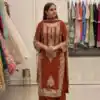 SR 1716 Rust Colour Faux Georgette Salwar Suit with Lace Work. Introductory Price ₹2449. Delivery 4-6 Working Days. Shop now. | Casual Suits, Jump Suits, Creative suits, Designer Suits, Palazzo Suits, Party Wear Suits, Patiala Suits, Salwar suit, Straight Suits