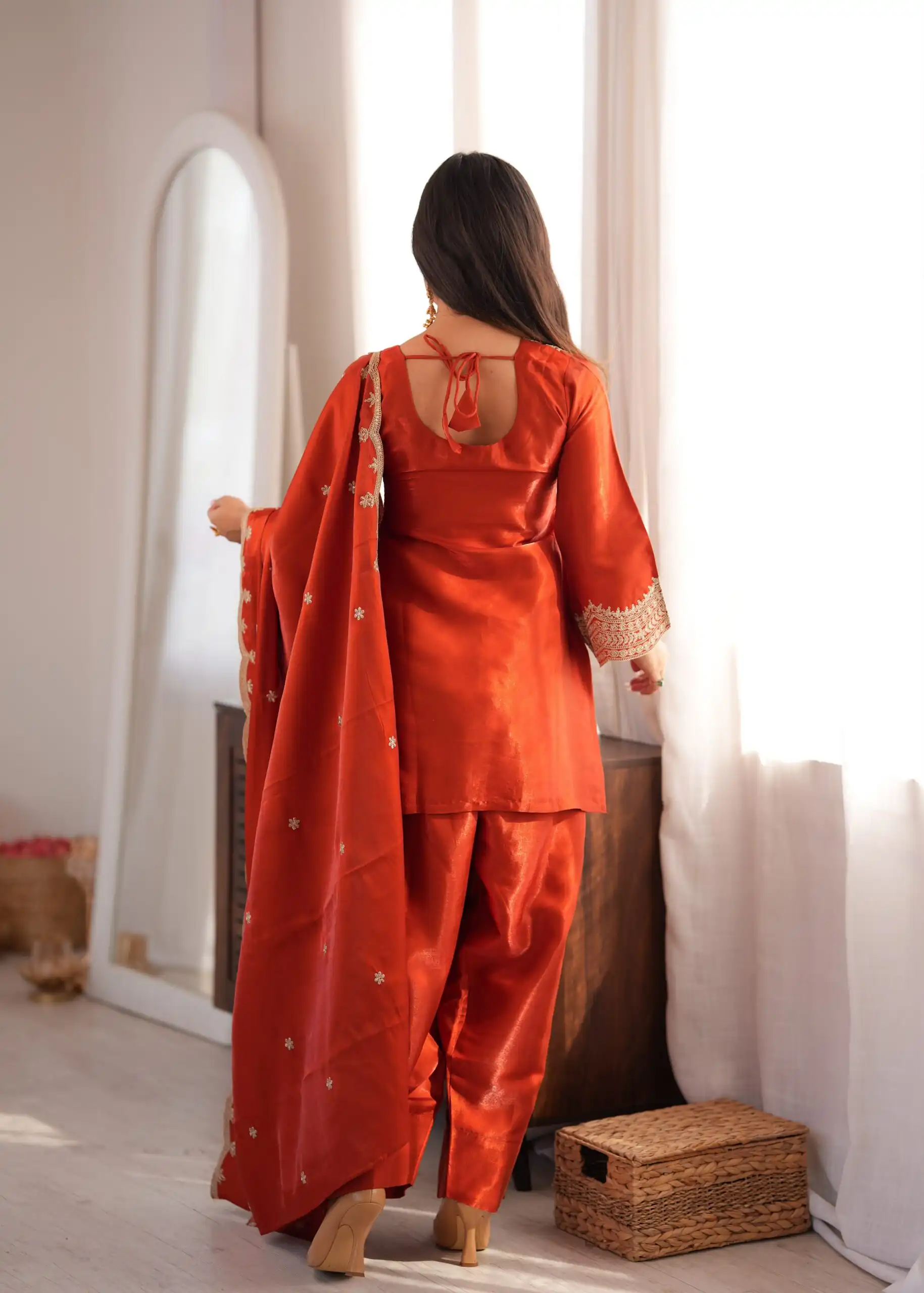 KB 307 Rust in Glass Roman Silk. Sequins Work & Embroidery Work Salwar Suit Festive Deal ₹1999. Delivery 4-6 Working Days. Shop now. | Casual Suits, Jump Suits, Creative suits, Designer Suits, Palazzo Suits, Party Wear Suits, Patiala Suits, Salwar suit, Straight Suits