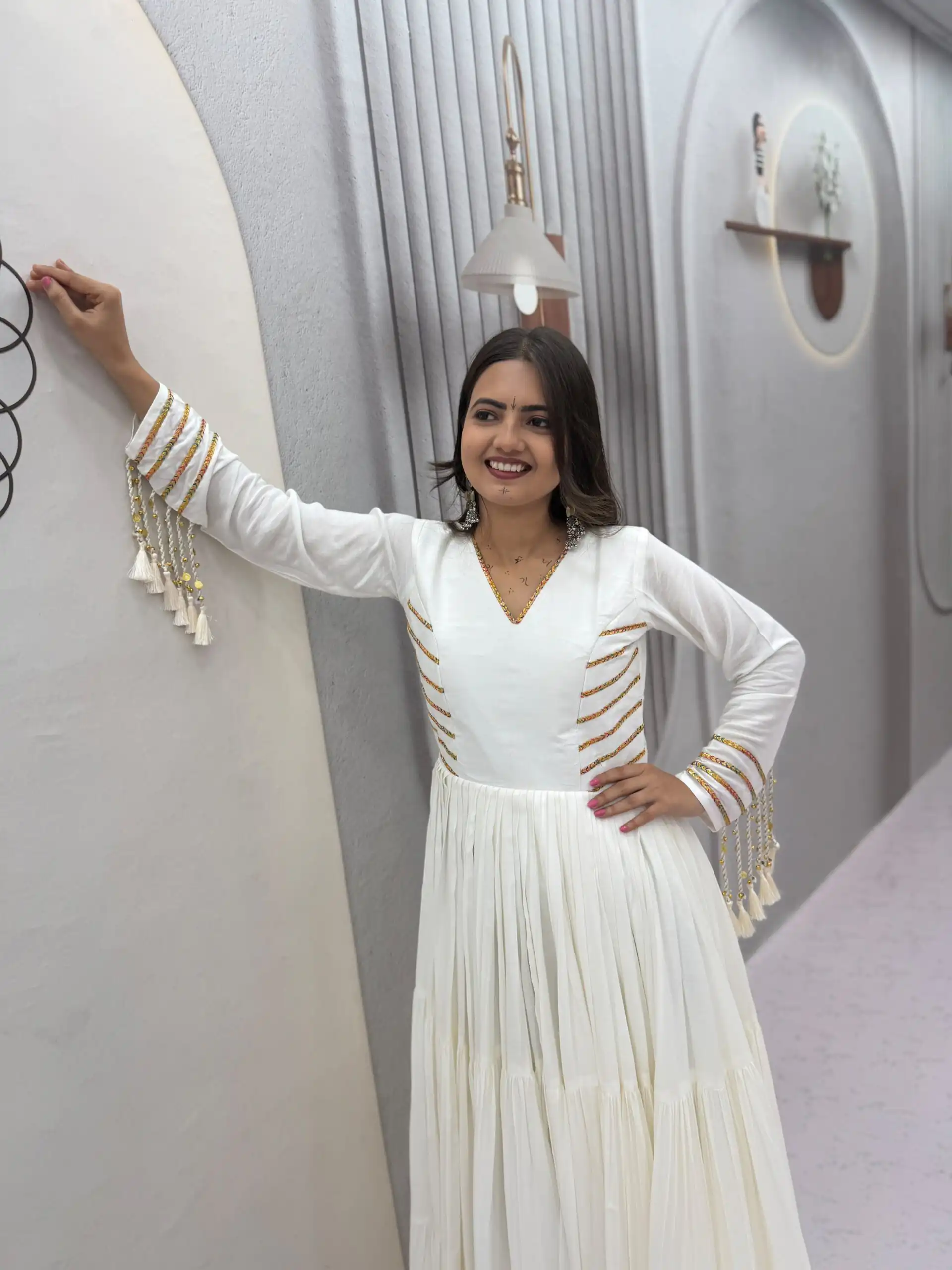 PC 590 White in Color Pure Cotton ace Work Gown . Wedding, Party, Festive, Events Get it for ₹2449. Delivery 4-6 Working Days. Best Online Shop now. | Bollywood Gowns, Creative Gowns, Designer Gowns, Embroidered Gowns, Gowns, Party Wear Gowns