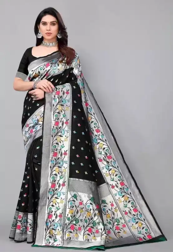 KPR 295 Black Soft Lichi Silk Cloth Saree Perfect for Wedding, Party, Family Gatherings, Sangeet, Ethnic Day – . Festive Deal ₹1449. Delivery 4-6 Workin | Creative Sarees, Bollywood Sarees, Designer Sarees, Embroidered Sarees, Ethnic Saree, Modern Digital sarees, Party Wear Sarees, Sarees