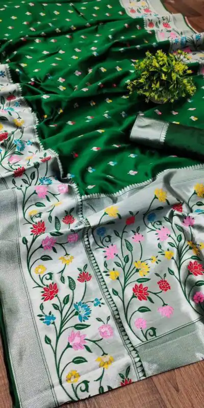 KPR 295 Green Soft Lichi Silk Cloth Saree Perfect for Wedding, Party, Family Gatherings, Sangeet, Ethnic Day – . Festive Deal ₹1449. Delivery 4-6 Workin | Creative Sarees, Bollywood Sarees, Designer Sarees, Embroidered Sarees, Ethnic Saree, Modern Digital sarees, Party Wear Sarees, Sarees