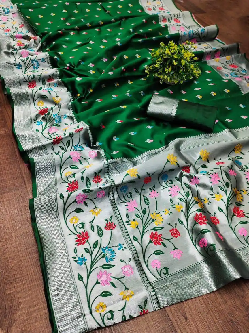 KPR 295 Green Soft Lichi Silk Cloth Saree Perfect for Wedding, Party, Family Gatherings, Sangeet, Ethnic Day – . Festive Deal ₹1449. Delivery 4-6 Workin | Creative Sarees, Bollywood Sarees, Designer Sarees, Embroidered Sarees, Ethnic Saree, Modern Digital sarees, Party Wear Sarees, Sarees