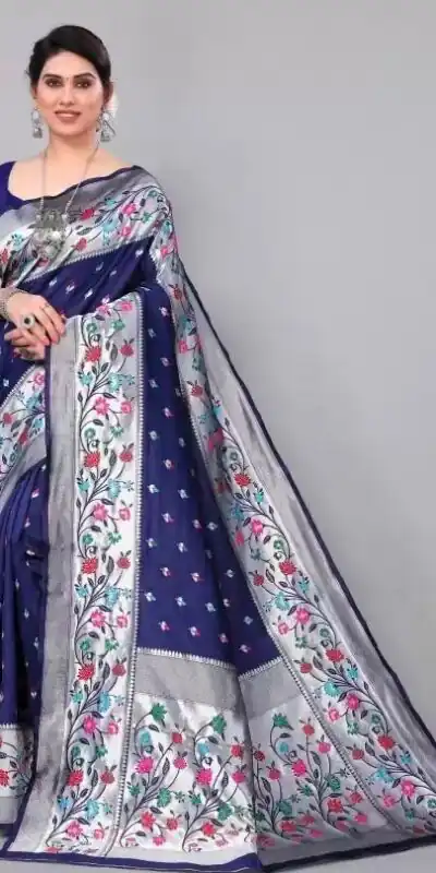 KPR 295 Navy Blue Soft Lichi Silk Cloth Saree Perfect for Wedding, Party, Family Gatherings, Sangeet, Ethnic Day – . Festive Deal ₹1449. Delivery 4-6 Workin | Creative Sarees, Bollywood Sarees, Designer Sarees, Embroidered Sarees, Ethnic Saree, Modern Digital sarees, Party Wear Sarees, Sarees