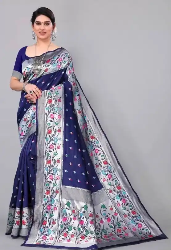 KPR 295 Navy Blue Soft Lichi Silk Cloth Saree Perfect for Wedding, Party, Family Gatherings, Sangeet, Ethnic Day – . Festive Deal ₹1449. Delivery 4-6 Workin | Creative Sarees, Bollywood Sarees, Designer Sarees, Embroidered Sarees, Ethnic Saree, Modern Digital sarees, Party Wear Sarees, Sarees