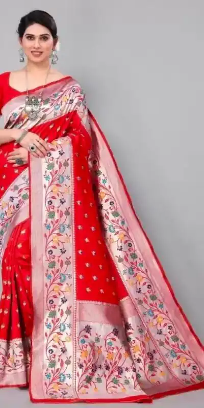KPR 295 Red Soft Lichi Silk Cloth Saree Perfect for Wedding, Party, Family Gatherings, Sangeet, Ethnic Day – . Festive Deal ₹1449. Delivery 4-6 Workin | Creative Sarees, Bollywood Sarees, Designer Sarees, Embroidered Sarees, Ethnic Saree, Modern Digital sarees, Party Wear Sarees, Sarees